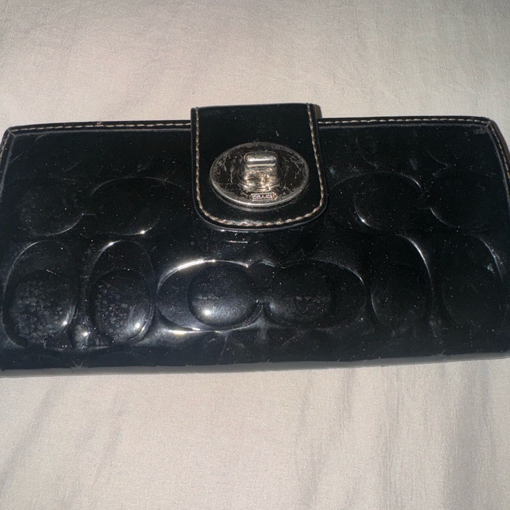 Coach Black Wallet with Silver Accents